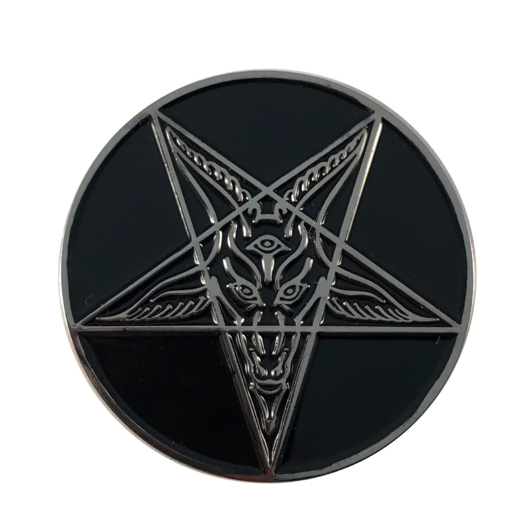 Goathead Baphomet Enamel Pin Badge Black