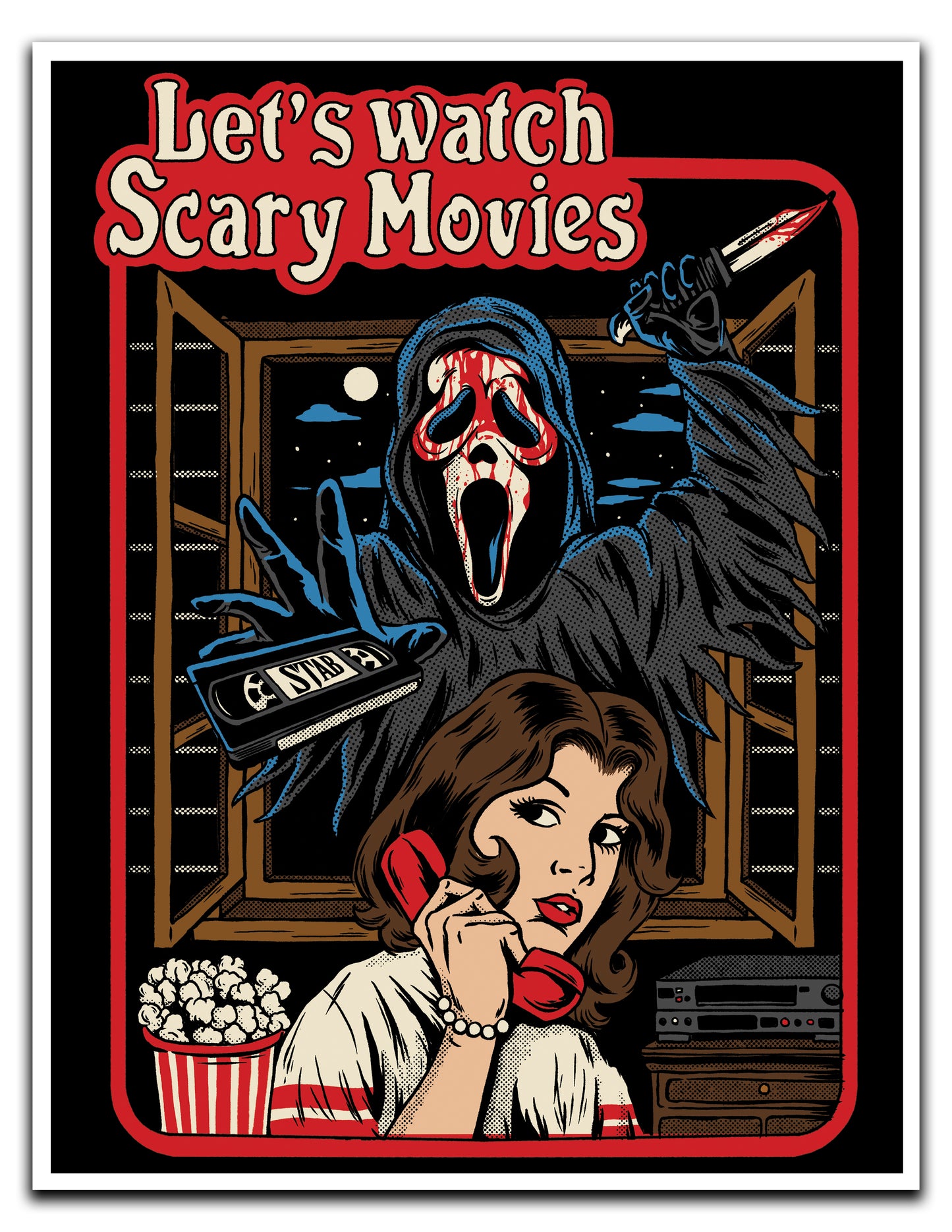 Let's Watch Scary Movies - 8.5 x 11 Print